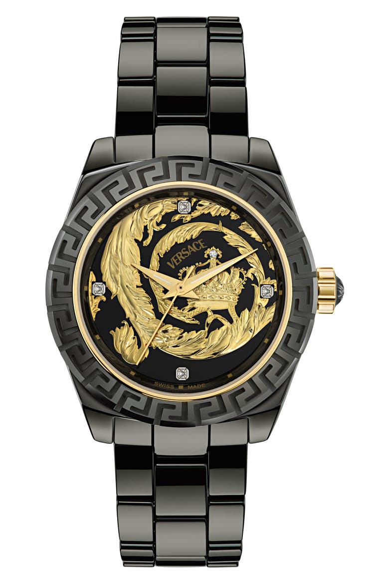 DV One 20th Anniversary Diamond Automatic Ceramic Bracelet Watch, 40mm, Main, color, BLACK CERAMIC