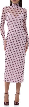 AFRM Shailene Turtleneck Long Sleeve Mesh Midi Dress