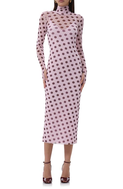 AFRM AFRM SHAILENE TURTLENECK LONG SLEEVE MESH MIDI DRESS 