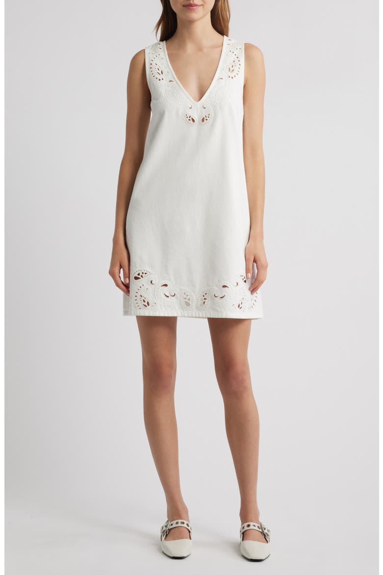Belle Eyelet Sleeveless Minidress, Main, color, WHITE