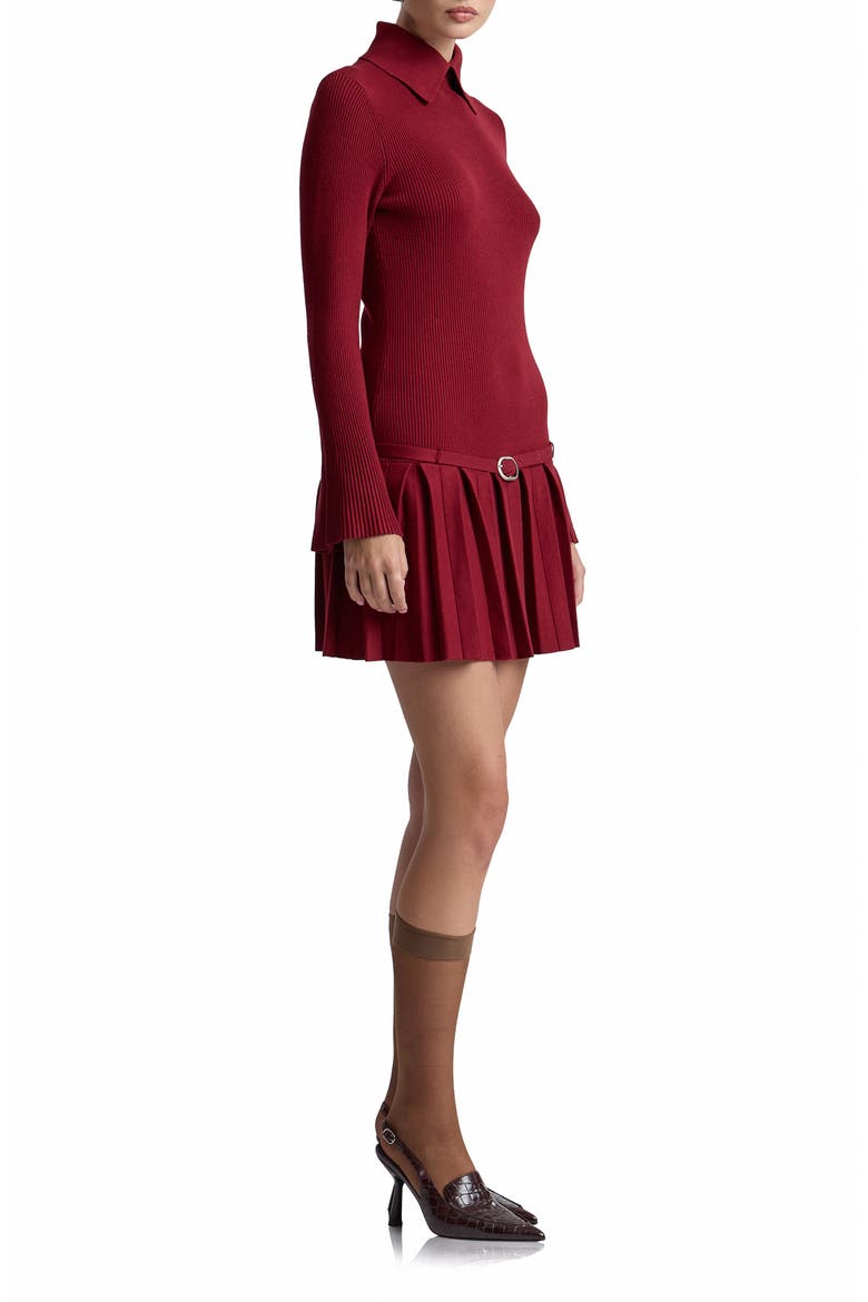 Drop Waist Pleated Sweater Dress, Alternate, color, RUSSET