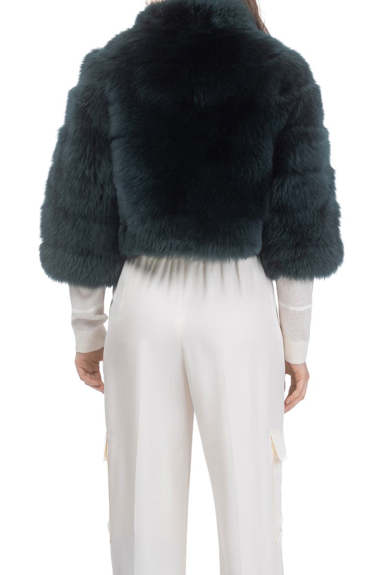 Genuine Shearling Bolero, Cropped Sleeves, Alternate, color, EMERALD