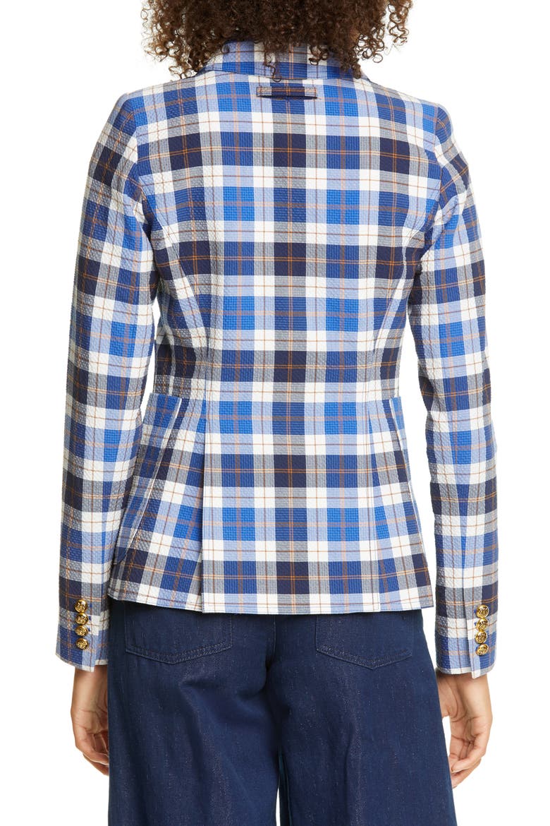 Duchess Plaid Seersucker Blazer, Alternate, color, BLUE/ WHITE PLAID