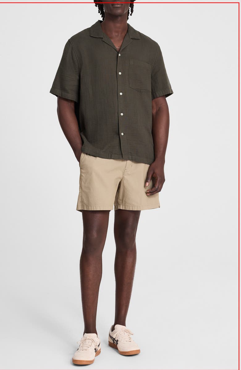 Madewell Indigo Dyed Short Sleeve Cotton Button-Up Shirt, Alternate, color, Dark Surplus