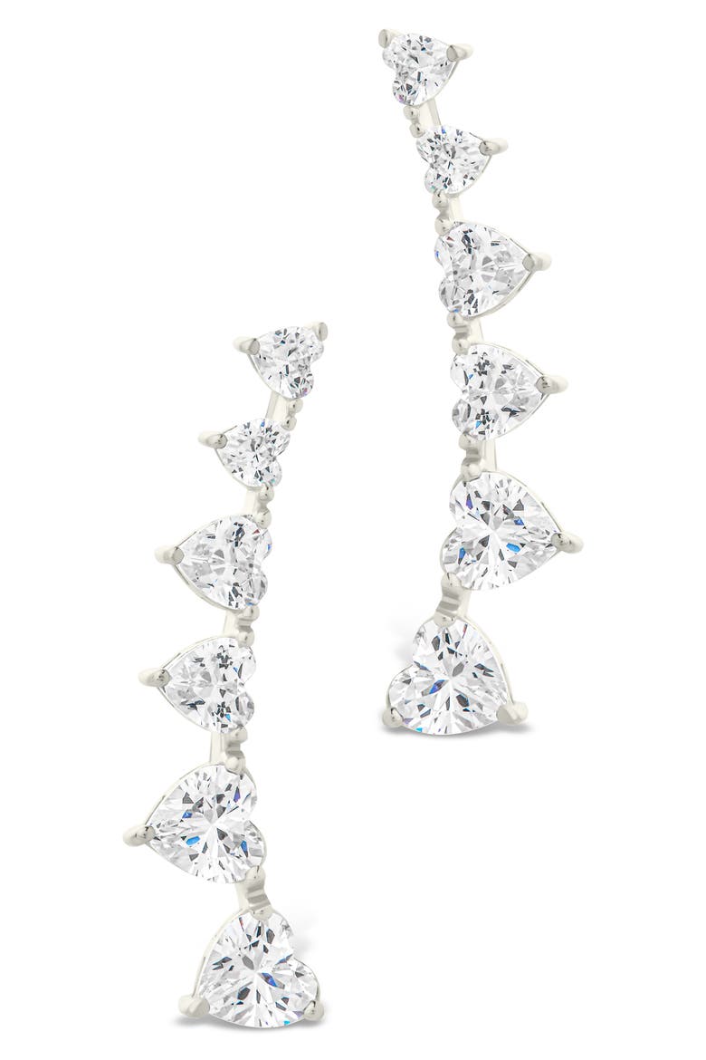 Jillian Cubic Zirconia Heart Ear Climbers, Alternate, color, SILVER