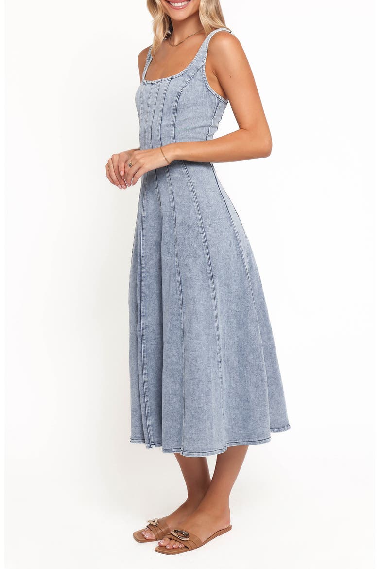 Una Fit & Flare Midi Dress, Alternate, color, LIGHT DENIM