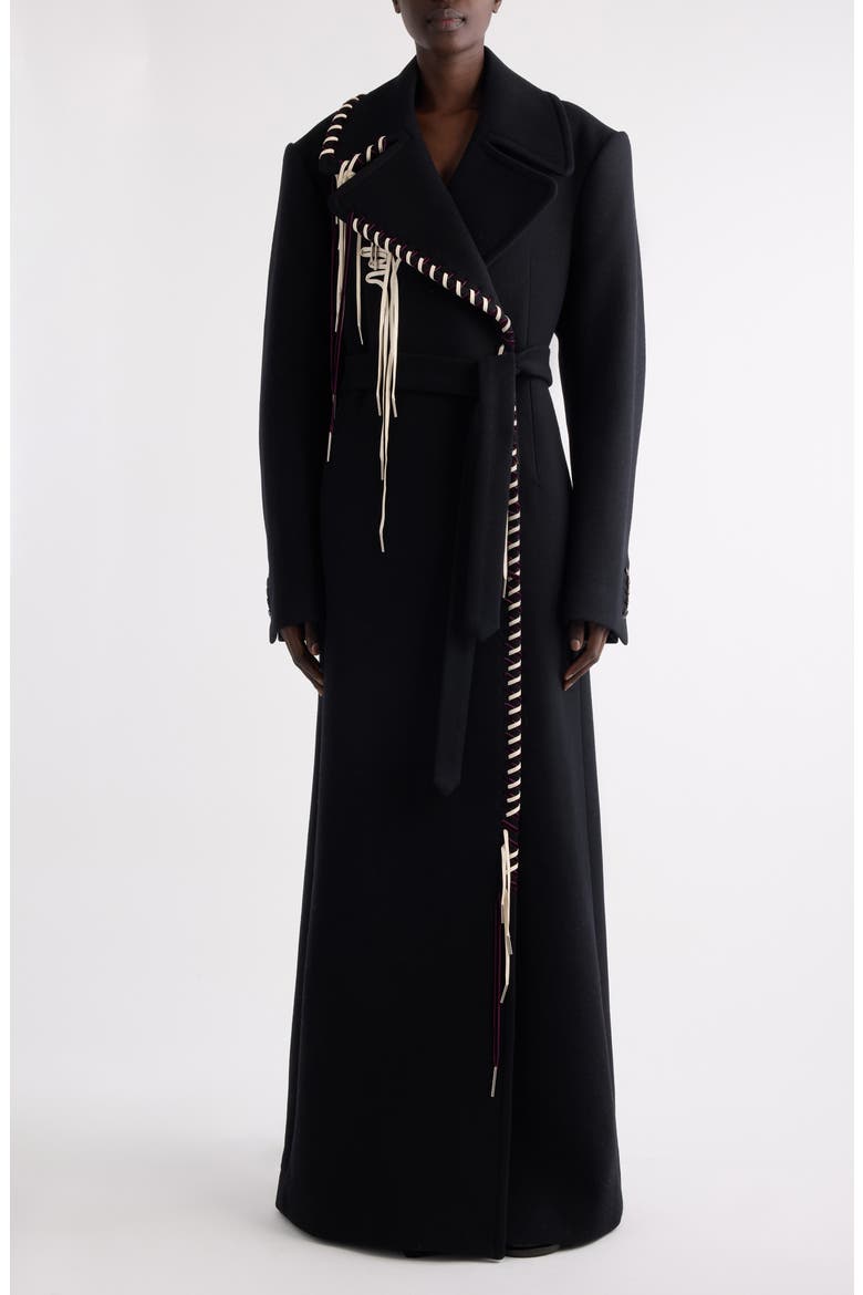 Rafaella Whipstitched Wool Blend Coat, Main, color, BLACK