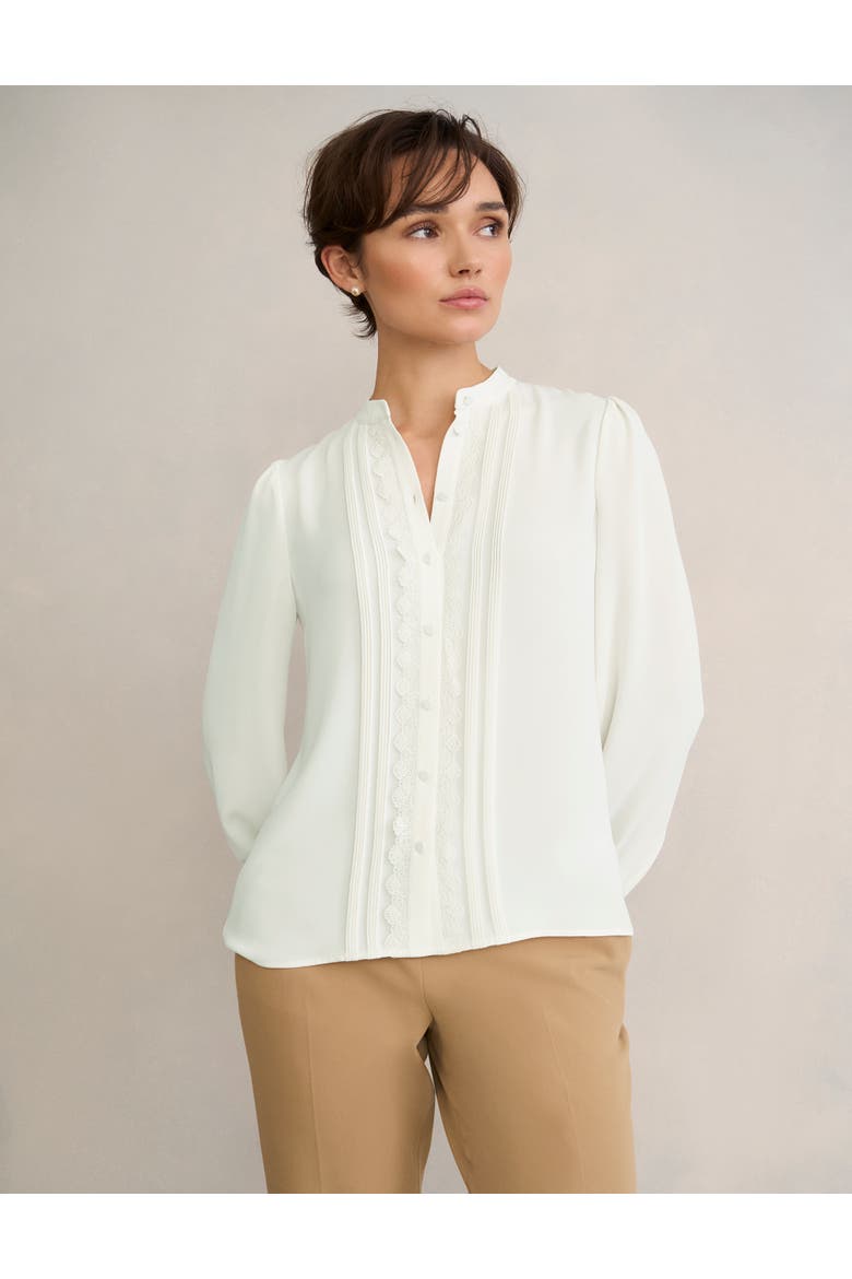 Dominica Lace Trim Blouse, Main, color, True Ivory