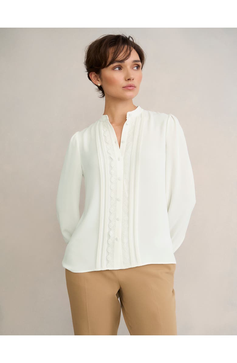 HOBBS LONDON Dominica Lace Trim Blouse, Main, color, True Ivory