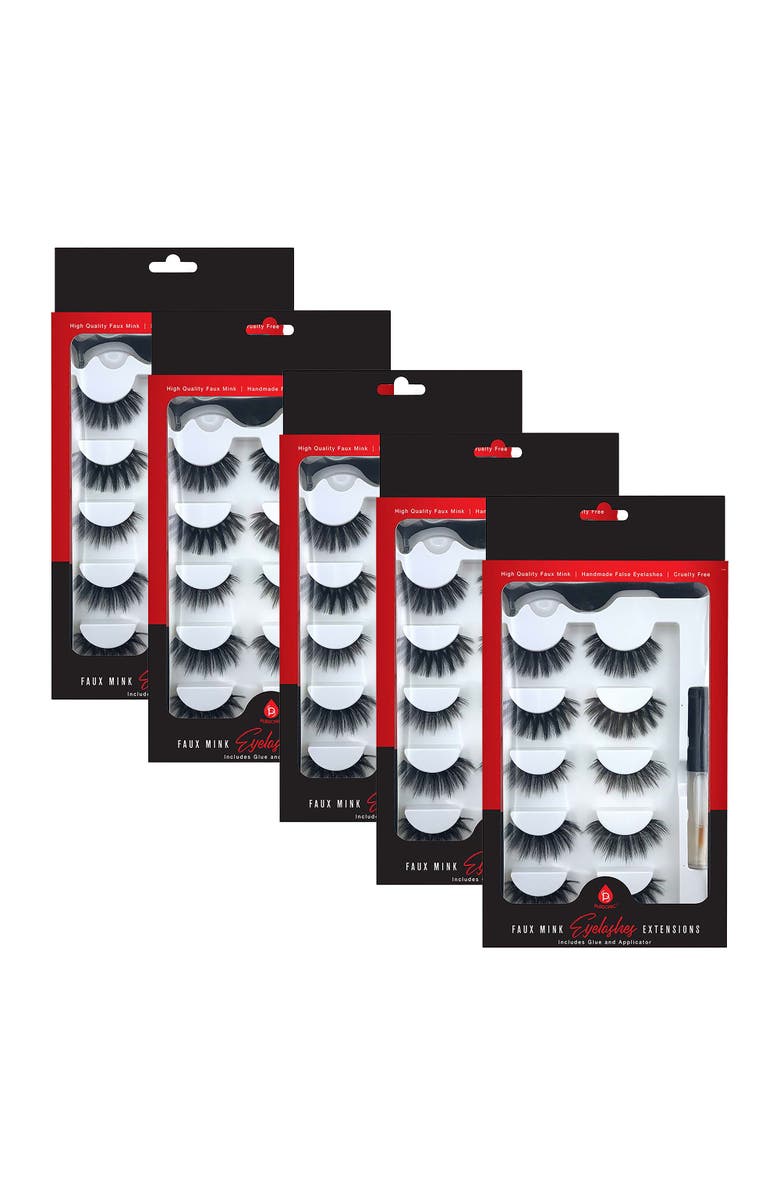 PURSONIC 5 Pack Faux Mink Style False Eyelashes Bundle, Main, color, Black