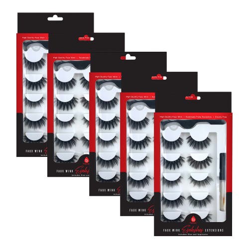 Pusonic 5 Pack Faux Mink Style False Eyelashes Bundle In Black