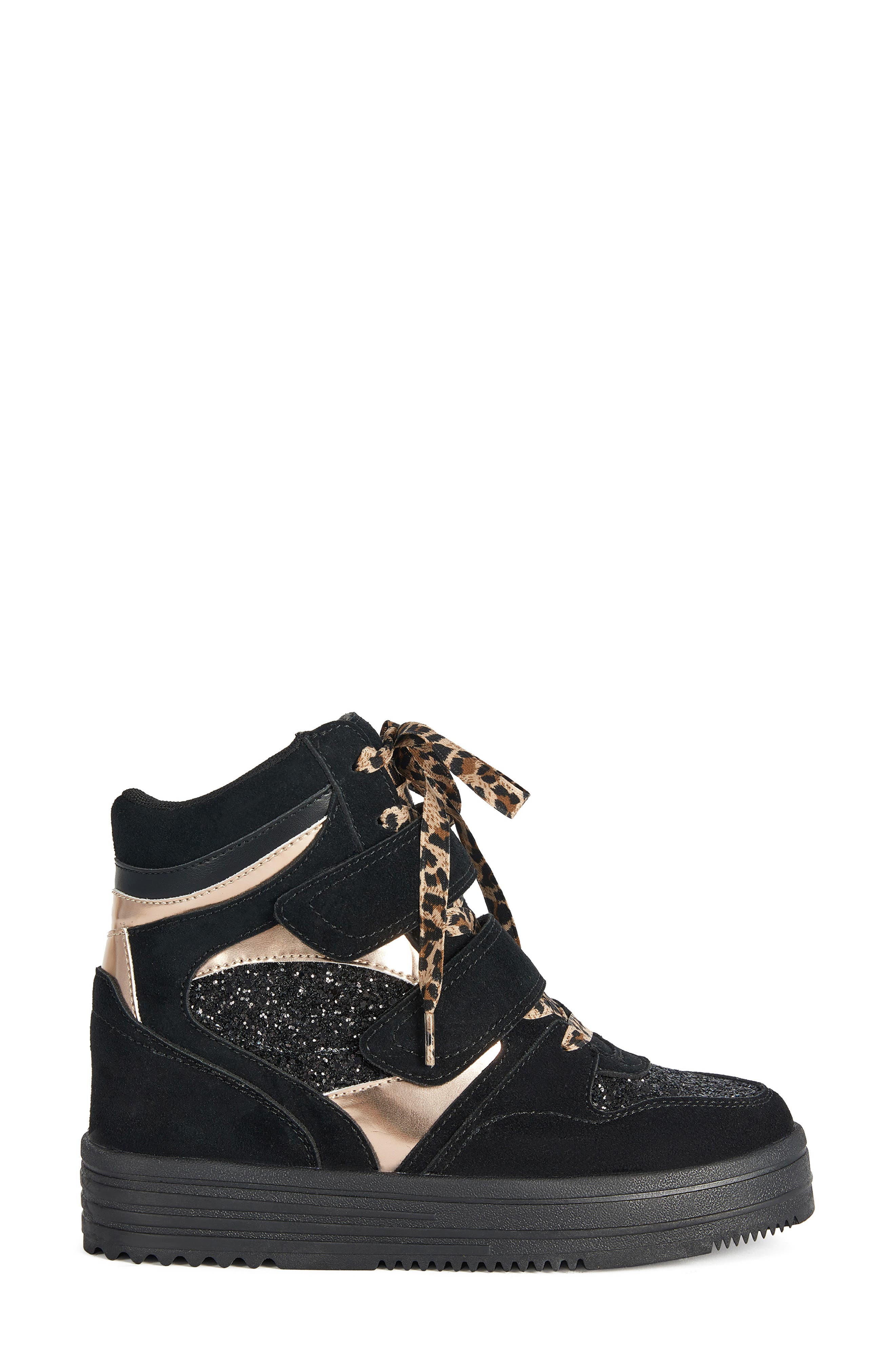 Jojo Faux Leather Wedge Sneaker, Alternate, color, BLACK MULTI