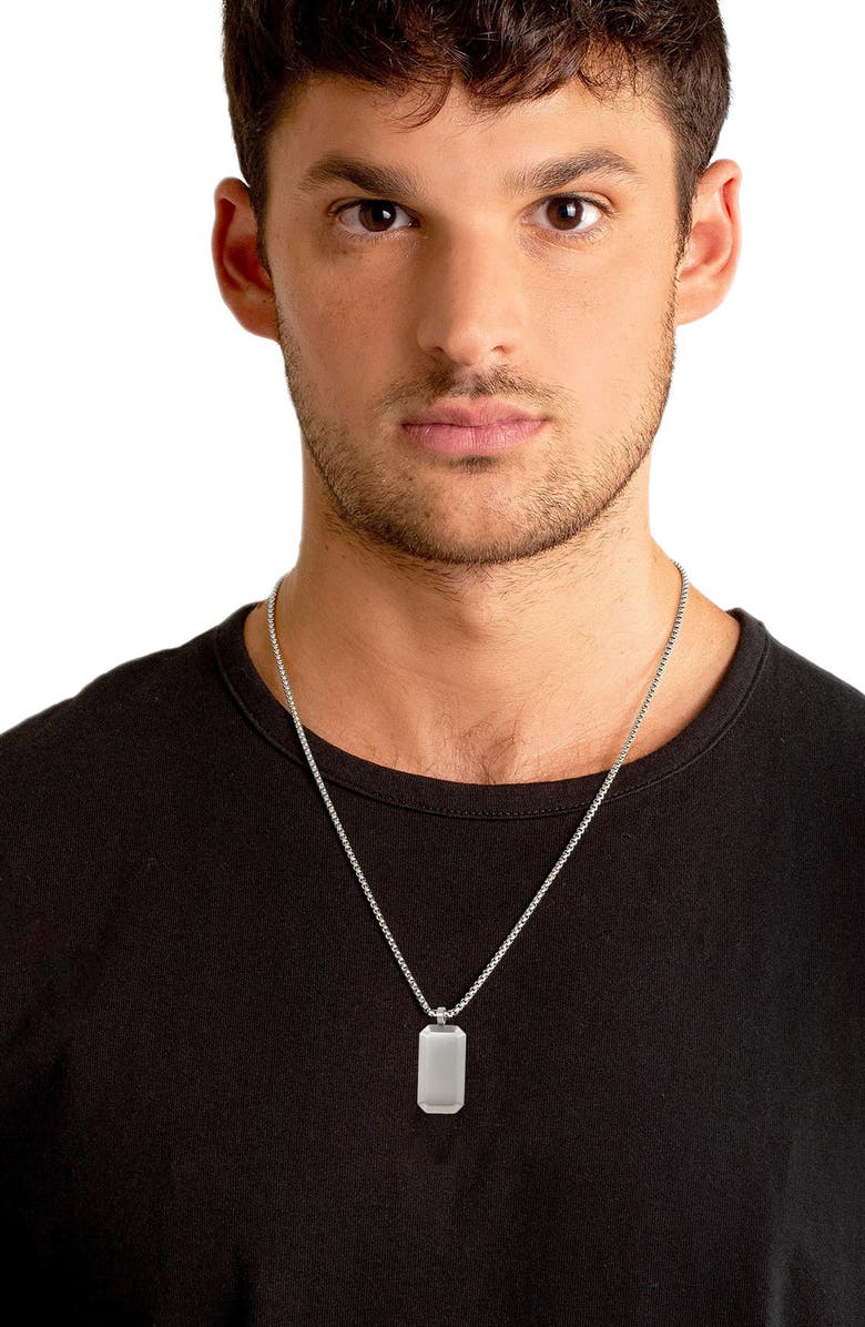 INVICTA Mens' Brushed Stainless Steel Dog Tag Necklace, Alternate, color, Silver