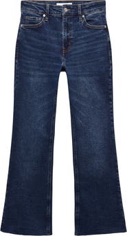 MANGO Raw Hem Crop Flare Jeans