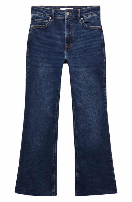 MANGO Raw Hem Crop Flare Jeans