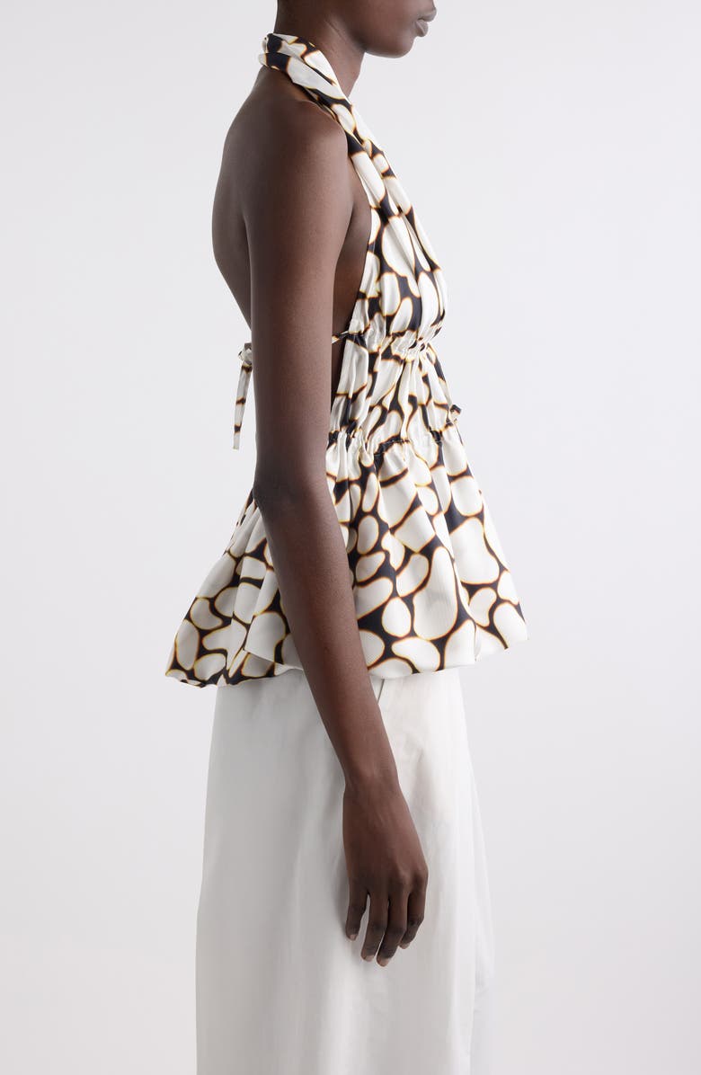 Dries Van Noten Ceana Print Ruched Silk Halter Top, Alternate, color, Off White