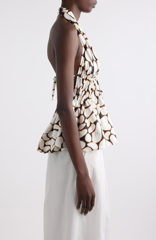 Dries Van Noten Ceana Print Ruched Silk Halter Top