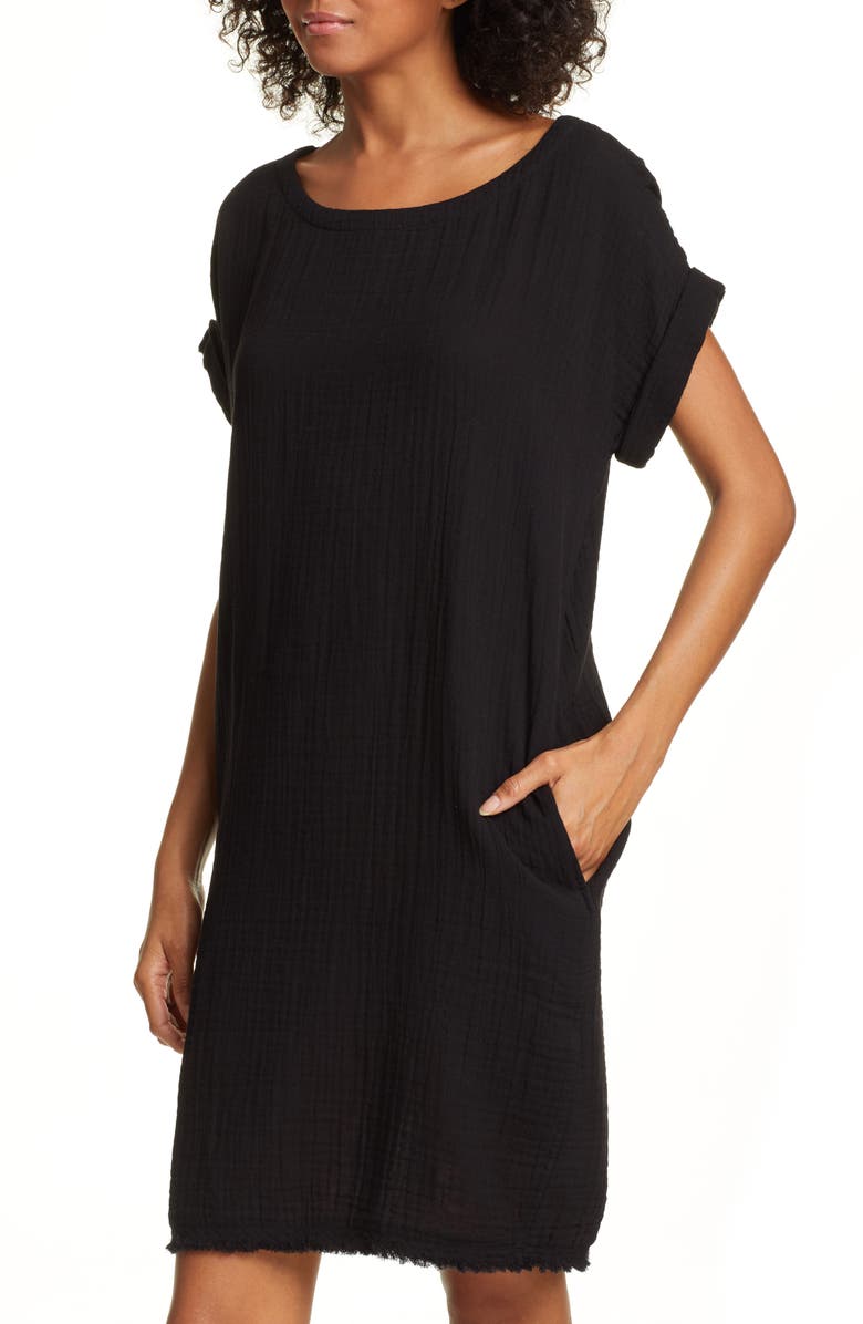 Eileen Fisher Textured Organic Cotton Shirt Dress, Alternate, color, 