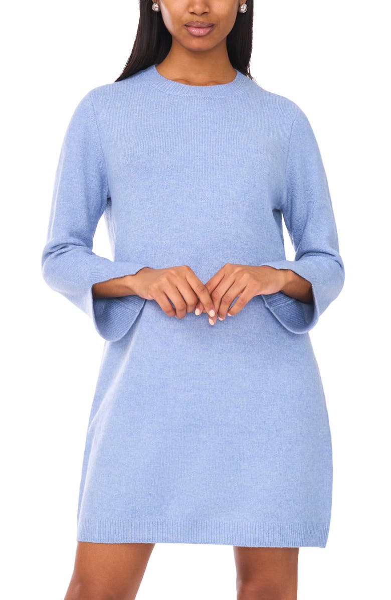 Halogen<sup>®</sup> Crewneck Long Sleeve Dress, Alternate, color, Dusty Blue Heather