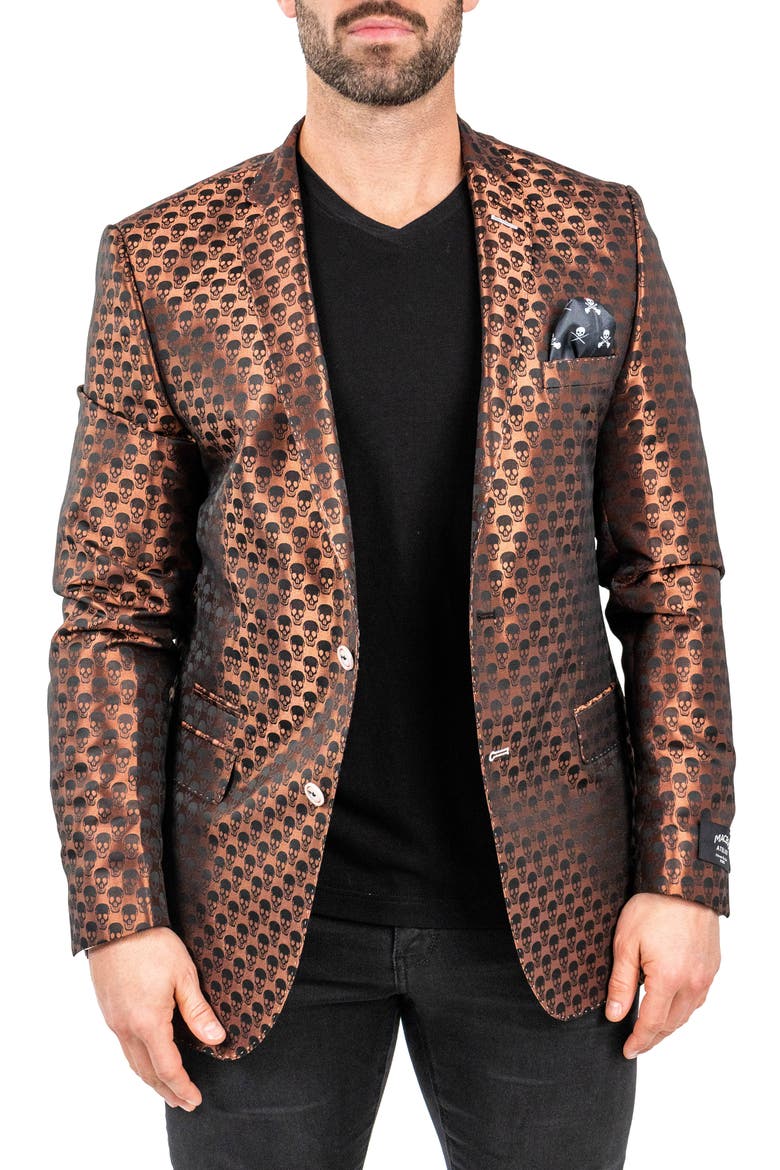 Skull Repeat Sport Coat, Main, color, ORANGE