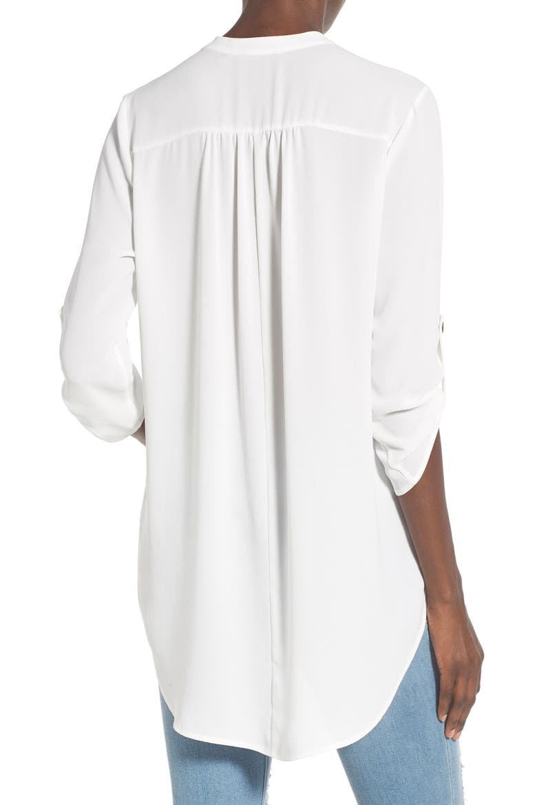 Perfect Roll Tab Sleeve Tunic, Alternate, color, OFF WHITE
