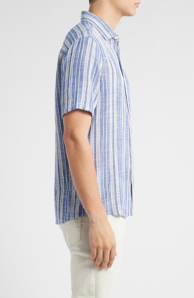 Robert Barakett Penning Stripe Short Sleeve Button-Up Shirt, Alternate, color, Blue