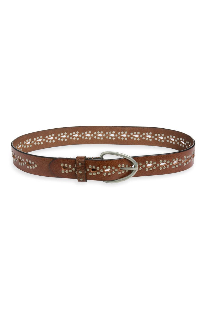 Preston Stud Leather Belt, Main, color, MOCHA