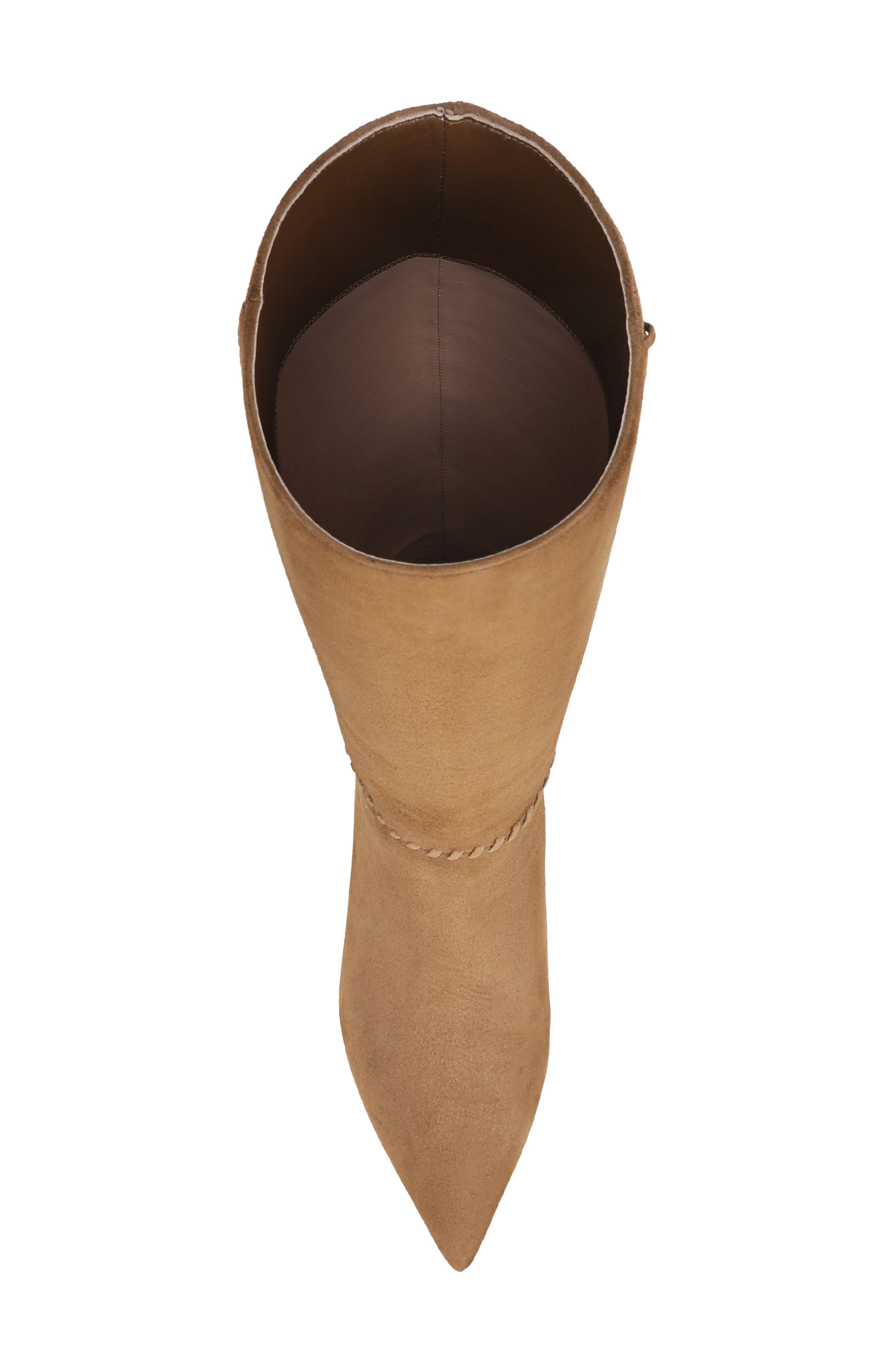 Lisa Whipstitch Pointed Toe Kitten Heel Knee High Boot, Alternate, color, CHESTNUT SUEDE