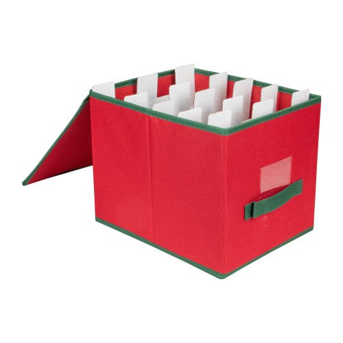 Northlight Christmas Ornament Storage Box With Removable Dividers In Red