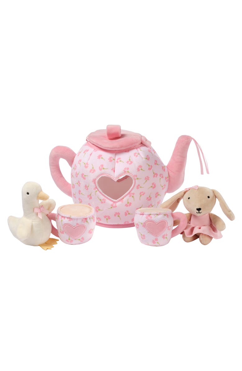 Lambs & Ivy Tea Party Interactive Plush Playset Toy w/ Cups, Pot, Goose & Bunny, Alternate, color, Pink