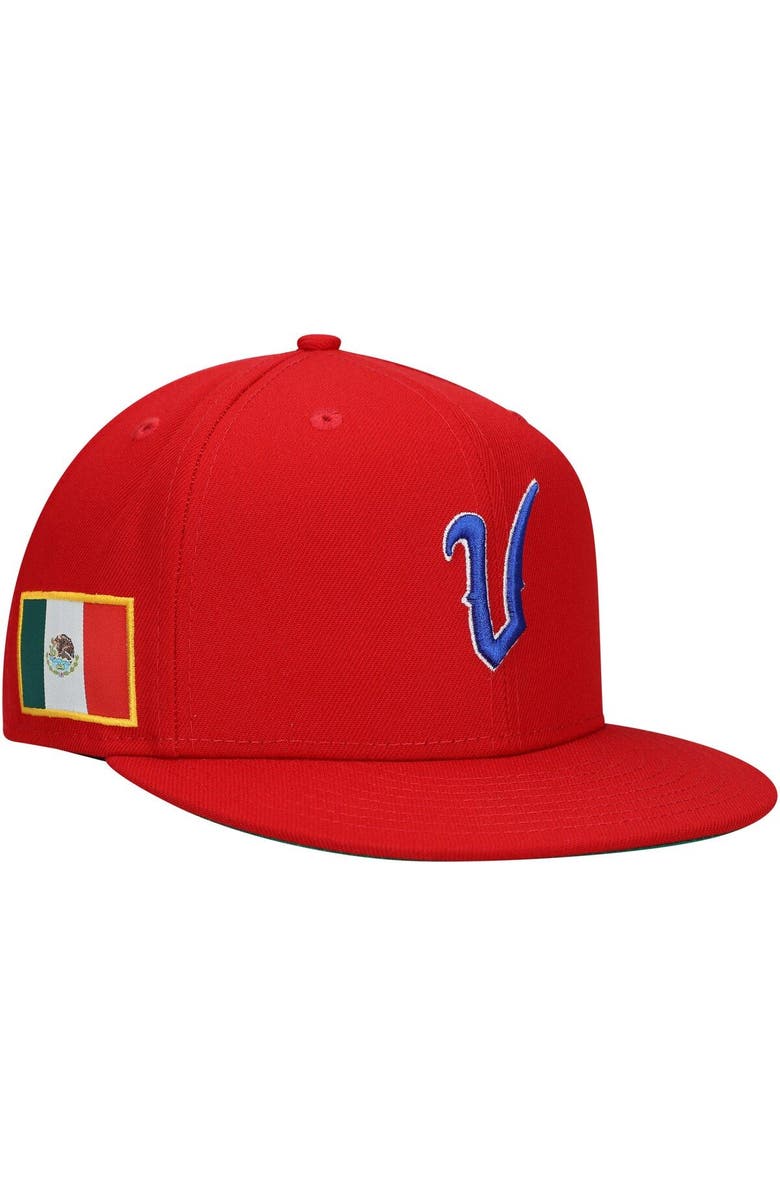 RINGS & CRWNS Men's Rings & Crwns Red Azules de Veracruz Team Fitted Hat, Alternate, color,