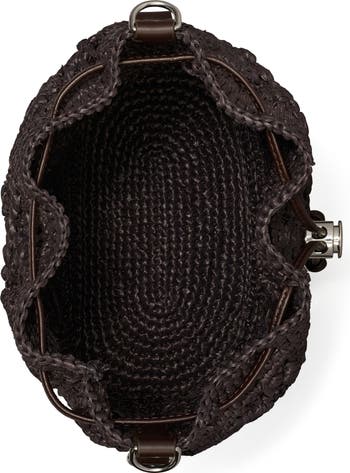 ★関税込み★ Tory Burch Raffia T Monogram Bucket Bag Tory Burch T Monogram Raffia Bucket Bag | Neiman Marcus