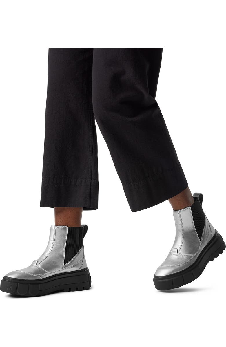 SOREL CARIBOU X Waterproof Platform Chelsea Boot, Alternate, color, Pure Silver/ Black