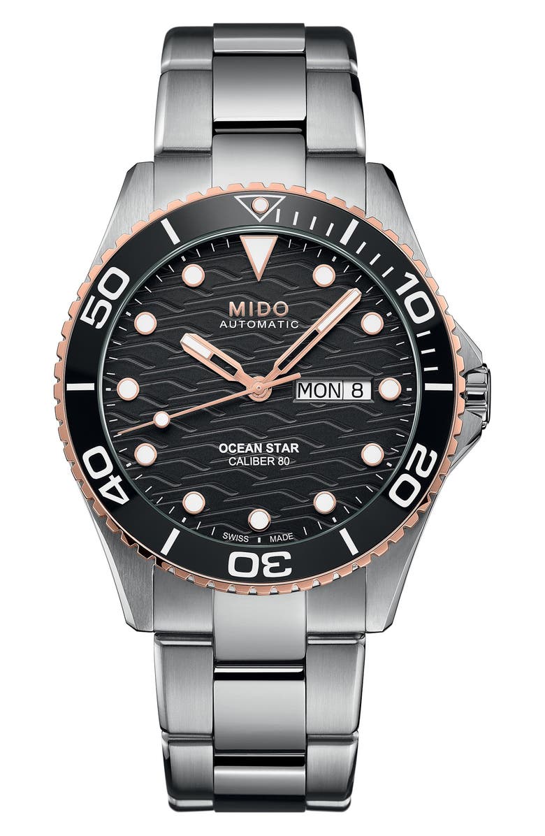 MIDO Ocean Star 200C Automatic Bracelet Watch, 42.5mm, Main, color, Black