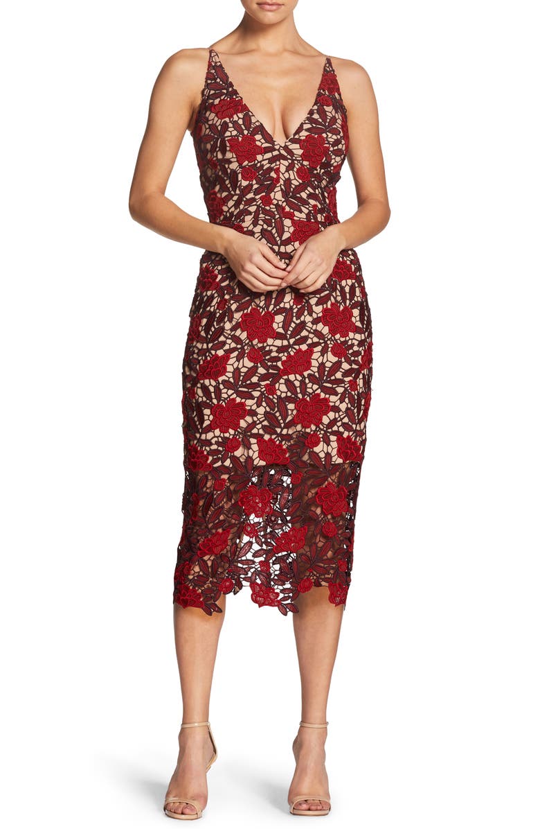 Dress the Population Aurora Embroidered Sheath Dress, Alternate, color, 