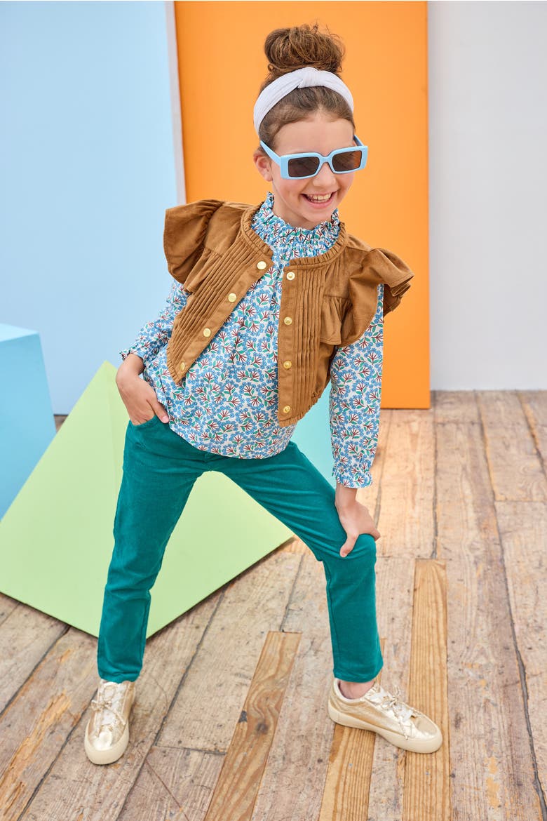 Kids' Velvet Twiggy Pants, Alternate, color, Peacock Velvet