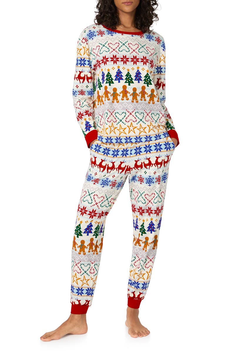 BedHead Pajamas Holiday Print Stretch Organic Cotton Pajamas, Main, color, Deck The Halls