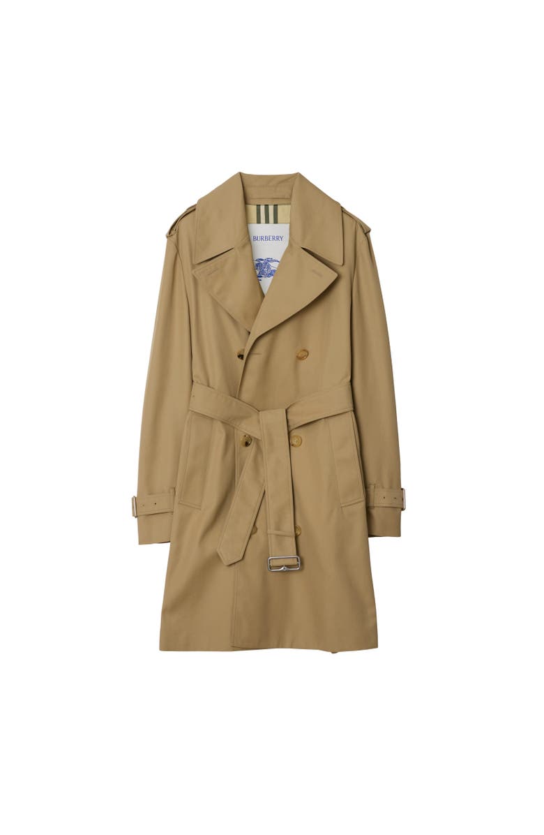 Burberry Mid-length Cotton Blend Trench Coat, Alternate, color, 
