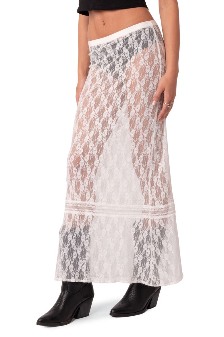 Sandra Sheer Lace Maxi Skirt, Alternate, color, WHITE
