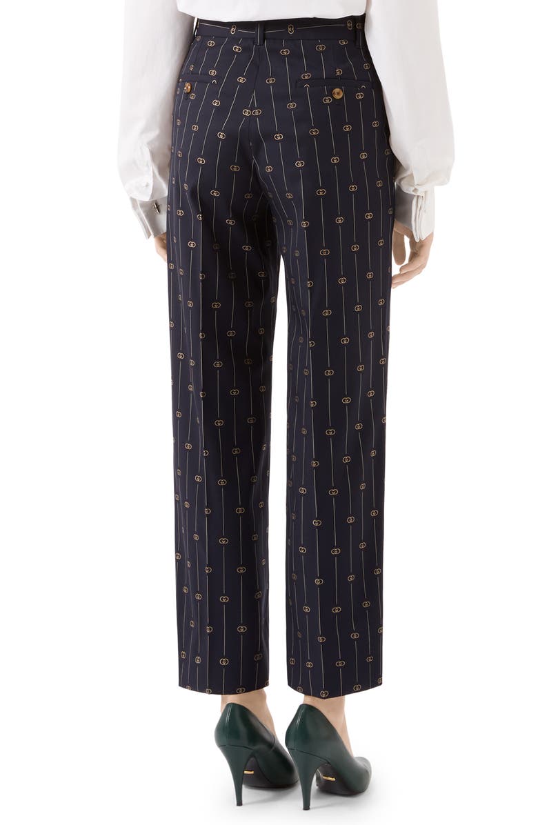 Gucci GG Pinstripe Straight Leg Crop Wool Pants, Alternate, color,