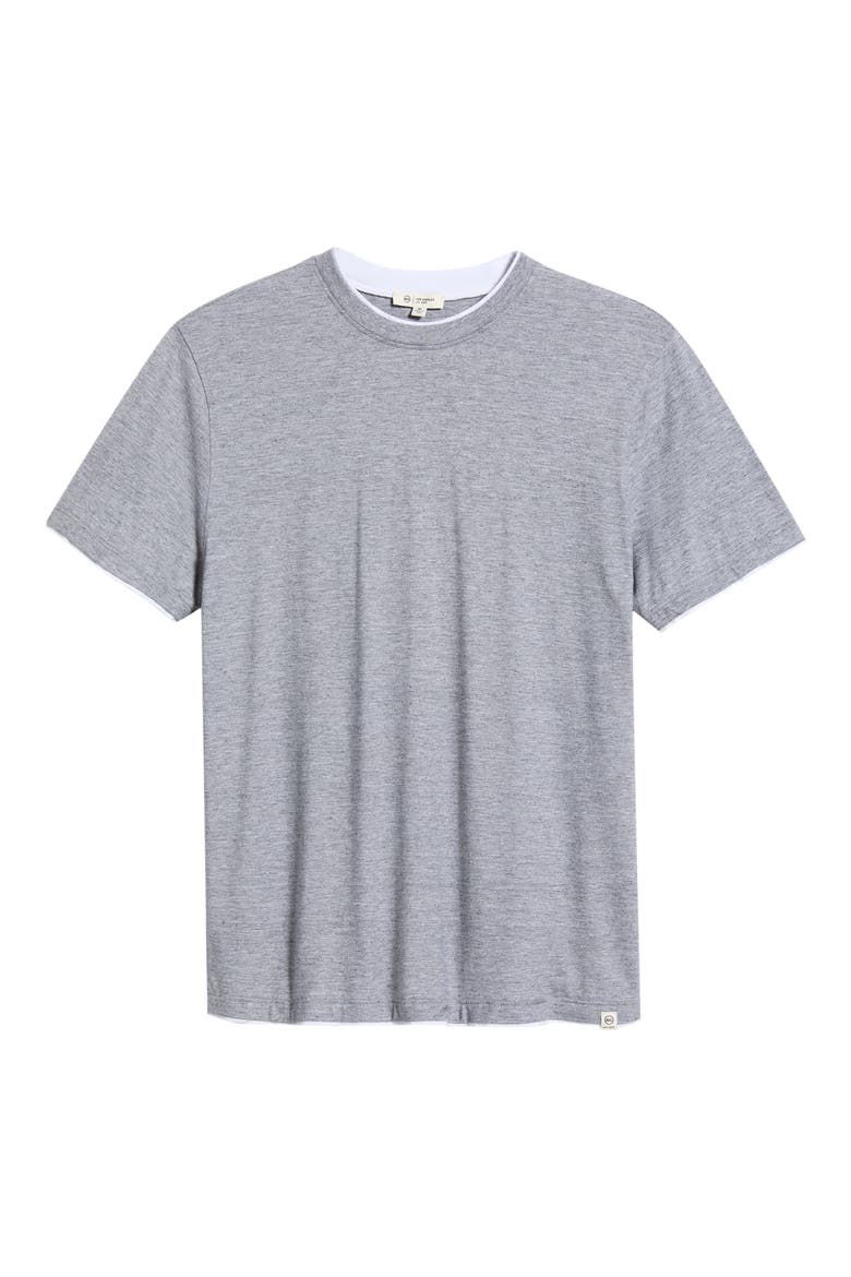 Como Double Layer Crewneck T-Shirt, Alternate, color, HEATHER GREY/TRUE WHITE