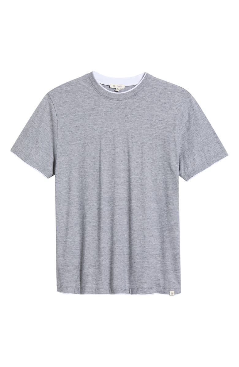 AG Como Double Layer Crewneck T-Shirt, Alternate, color, Heather Grey/True White
