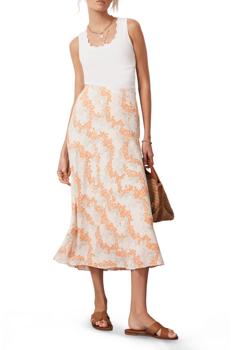 Print Midi Slip Skirt, Alternate, color, Cream