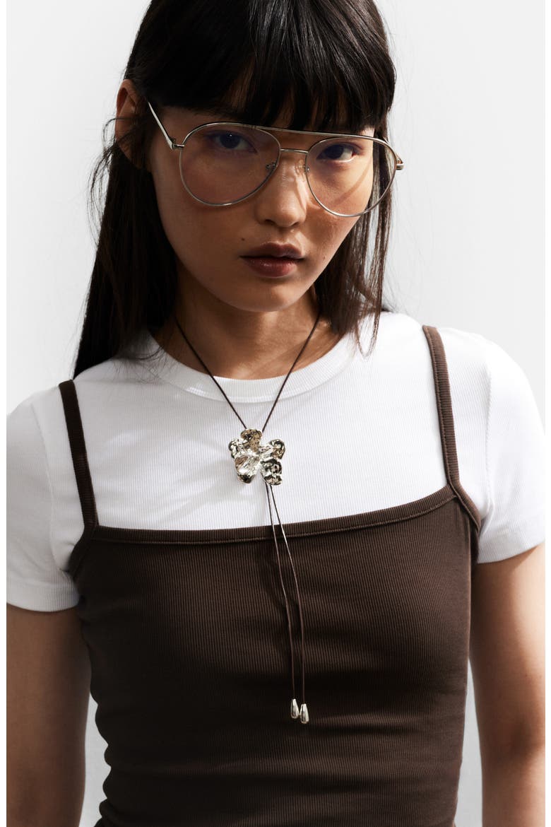 Flower Bolo Necklace, Main, color, METAL LIGHT