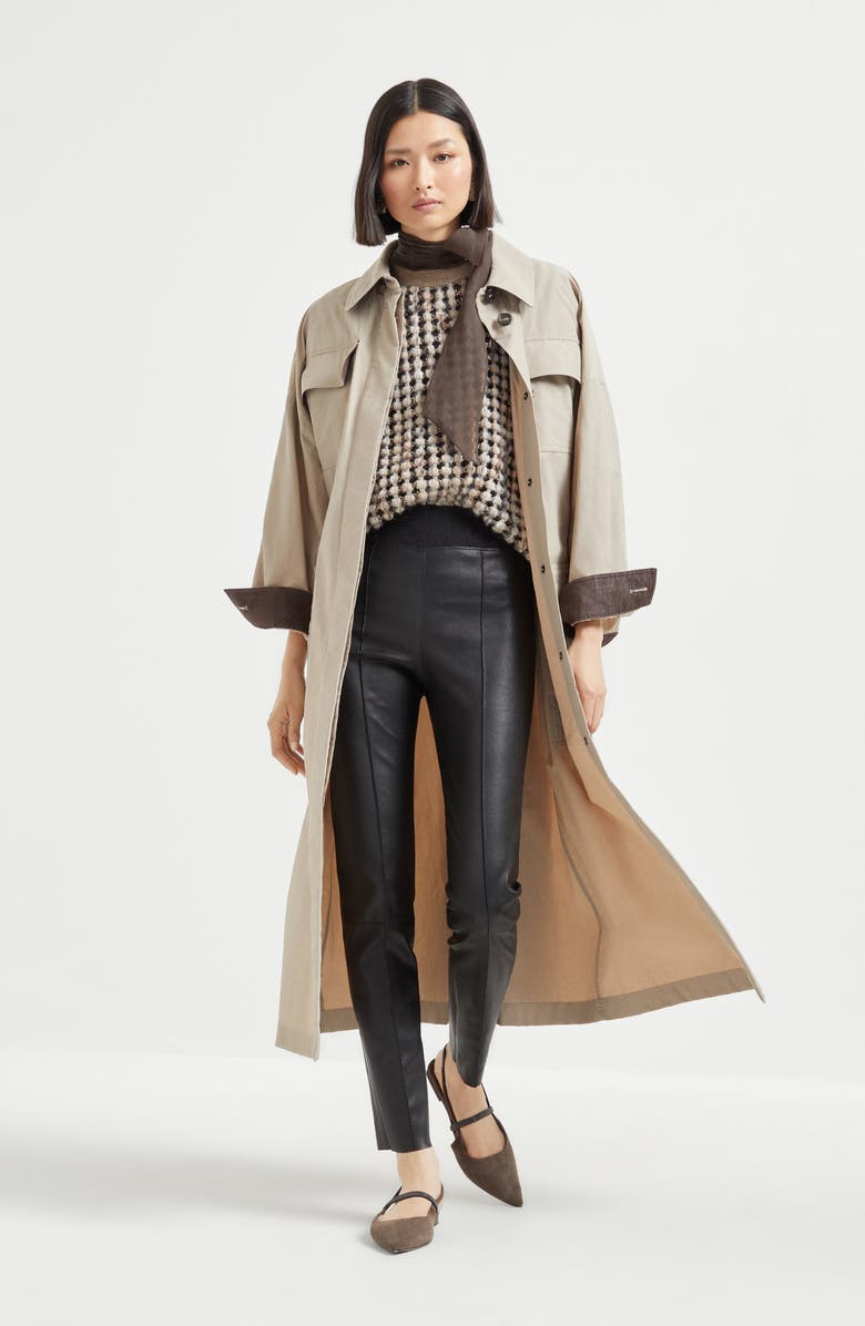 Brunello Cucinelli Stretch nappa leggings, Alternate, color, Black