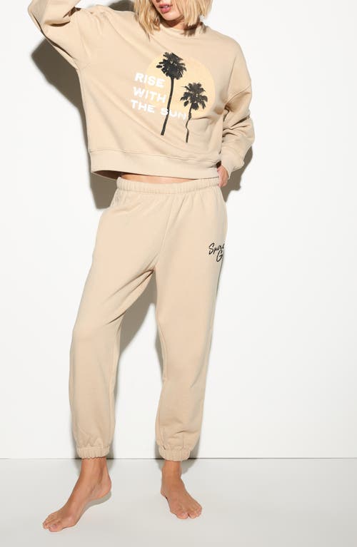 Spiritual Gangster Shady Palm La Brea Crewneck Cotton Graphic Sweatshirt In Brown