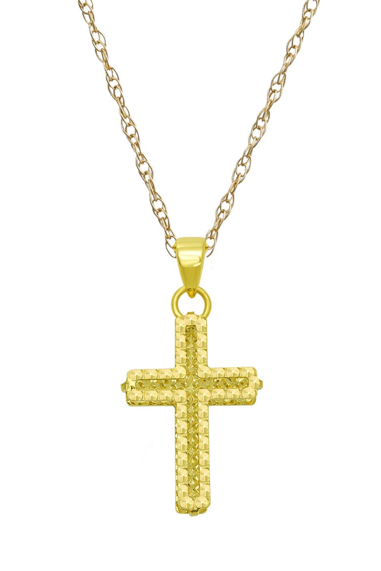 10k Gold Diamond Cut Cross Pendant Necklace, Main, color, GOLD