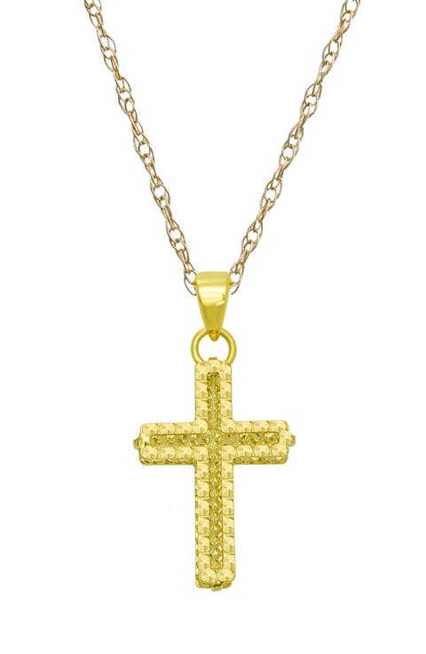 10k Gold Diamond Cut Cross Pendant Necklace