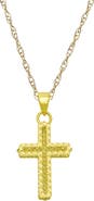 CANDELA JEWELRY 10k Gold Diamond Cut Cross Pendant Necklace