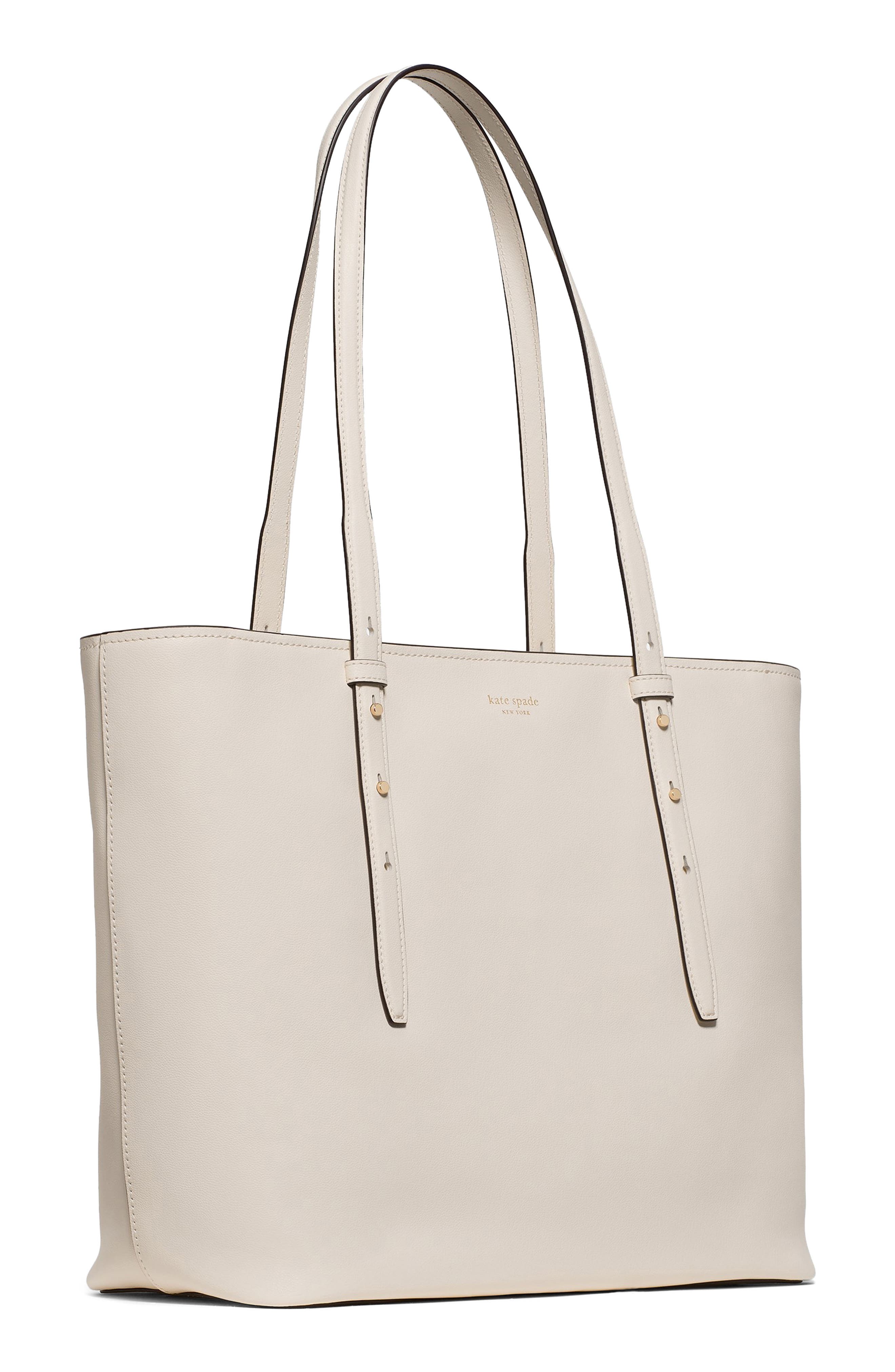 do it all fine grain leather tote, Alternate, color, CASHEW MILK